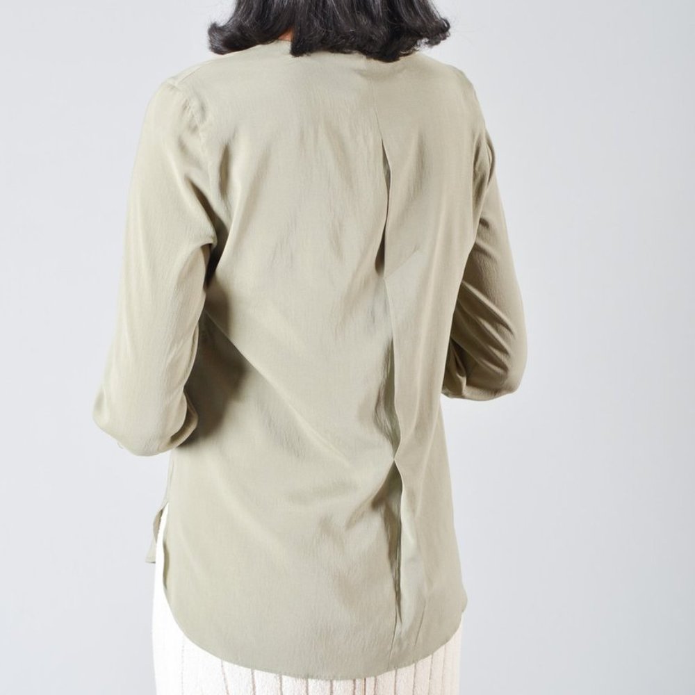 BRUNELLO CUCINELLI GREEN SILK DRESS SHIRT W/ JEWEL - Picture 3 of 7